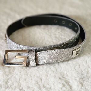 Glitter silver statement belth with G embellishment size 34
